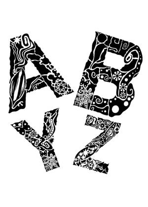 Буквы по отдельности − шаблон 10