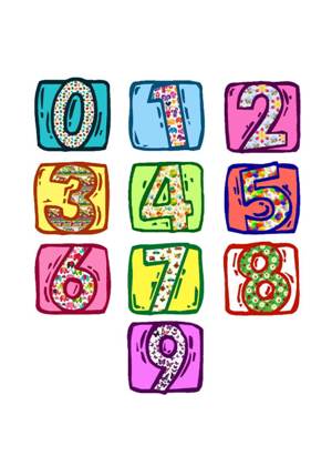 Цветные цифры − шаблон 19