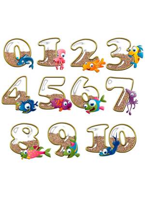 Цветные цифры − шаблон 5