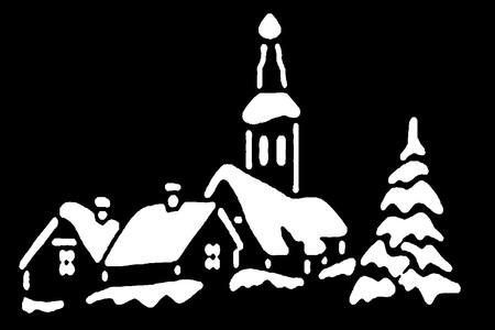 Трафареты Новогодние Домики Новогодние Домики − трафарет 5