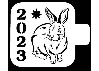 Новый год Кролика 2023 − трафарет 10