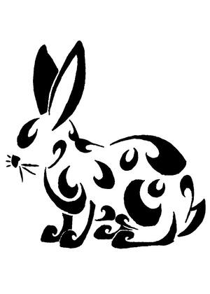 Новый год Кролика 2023 − трафарет 19