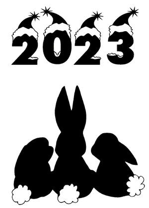 Новый год Кролика 2023 − трафарет 20