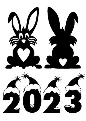 Новый год Кролика 2023 − трафарет 25