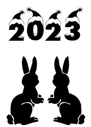 Новый год Кролика 2023 − трафарет 27