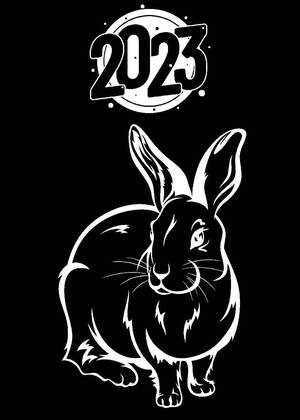 Новый год Кролика 2023 − трафарет 4