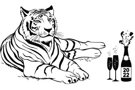 Трафареты Новый год Тигра Новый год Тигра − трафарет 1