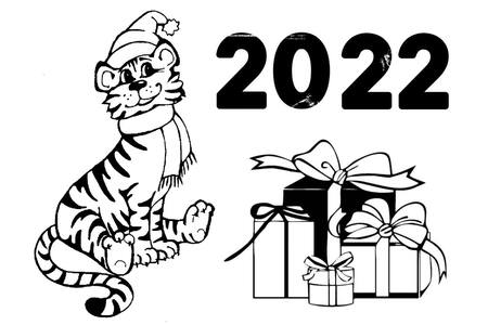 Трафареты Новый год Тигра Новый год Тигра − трафарет 2