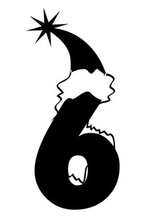 Новогодние Цифры − трафарет 6