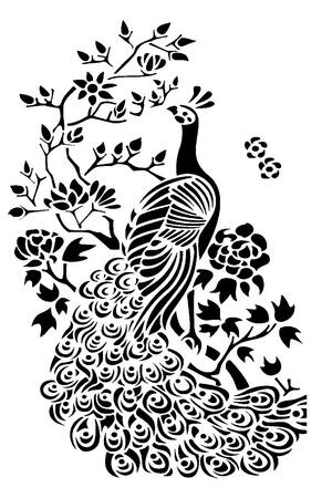 Павлин − трафарет 1