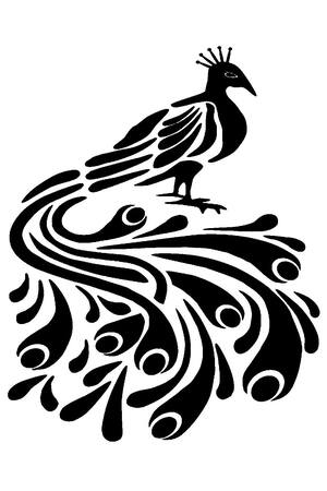 Павлин − трафарет 10