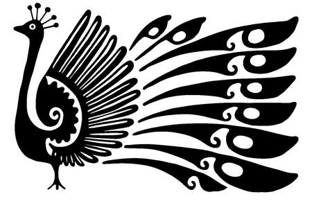 Павлин − трафарет 11