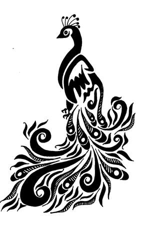 Павлин − трафарет 2