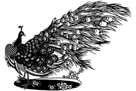 Павлин − трафарет 21