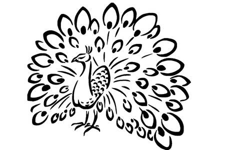 Павлин − трафарет 24