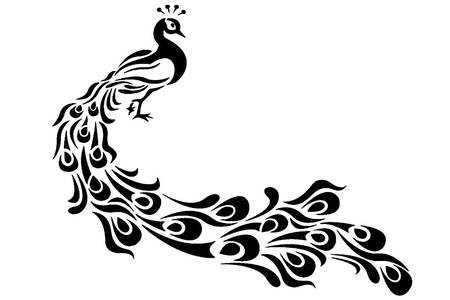 Павлин − трафарет 5