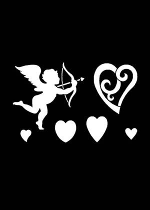 Сердечки − трафарет 14