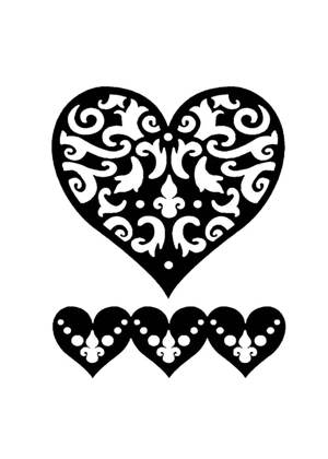 Сердечки − трафарет 16