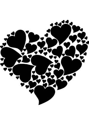 Сердечки − трафарет 18