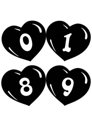 Сердечки − трафарет 23