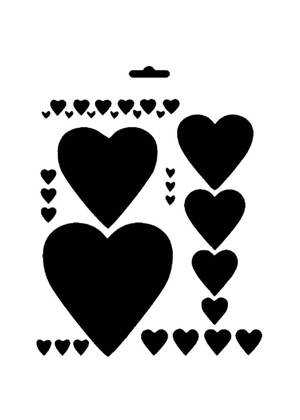 Сердечки − трафарет 5