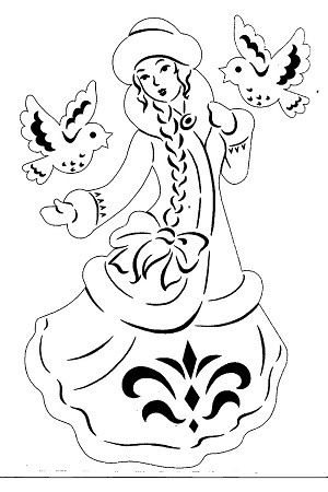 Трафареты Снегурочки Снегурочки − трафарет 12