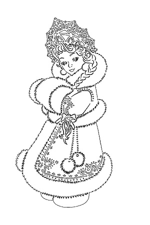 Трафареты Снегурочки Снегурочки − трафарет 3