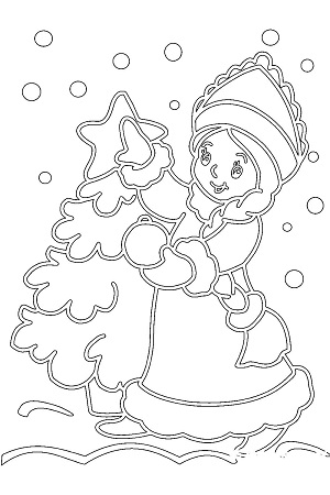 Трафареты Снегурочки Снегурочки − трафарет 5