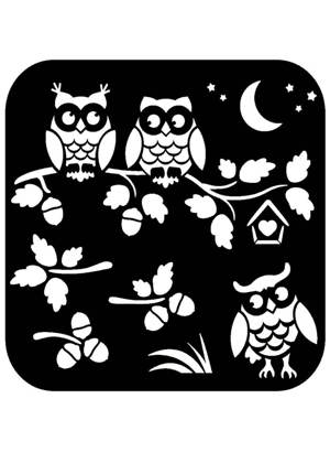 Совы − трафарет 18