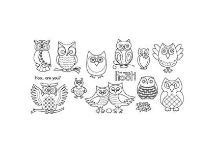 Совы − трафарет 23