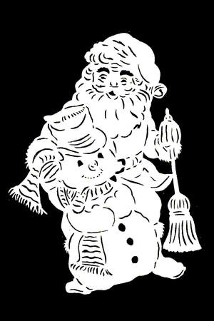 Вытынанки Дед Мороза − трафарет 1