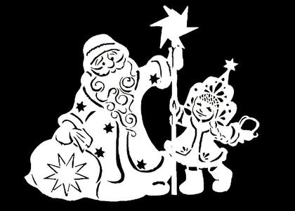 Вытынанки Дед Мороза − трафарет 13