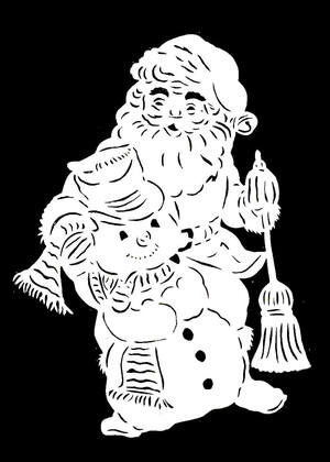 Вытынанки Дед Мороза − трафарет 14