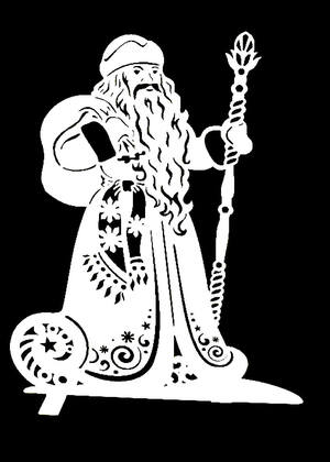 Вытынанки Дед Мороза − трафарет 17