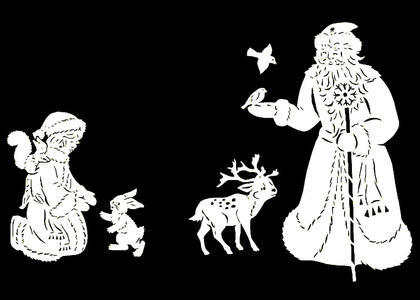 Вытынанки Дед Мороза − трафарет 20