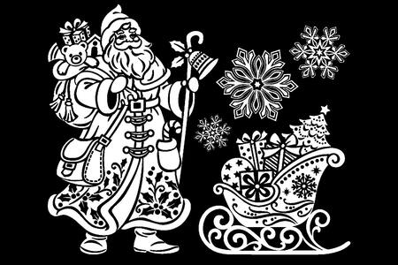 Вытынанки Дед Мороза − трафарет 7