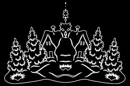Новогодние Домики − трафарет 3