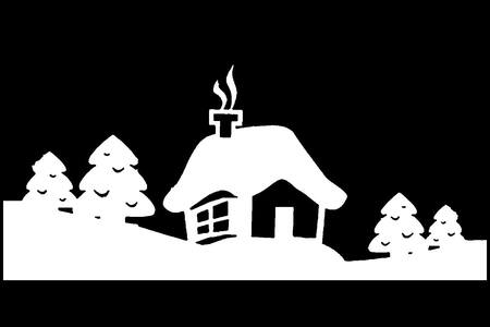 Новогодние Домики − трафарет 7