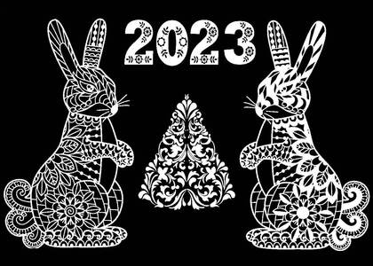 Вытынанки на год Кролика Год Кролика − вытынанка 25