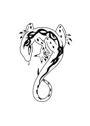 Ящерица − трафарет 19