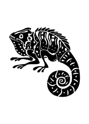 Ящерица − трафарет 8