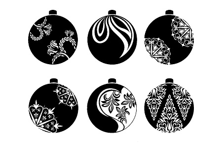 Елочные Игрушки − трафарет 15