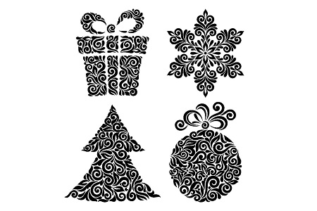 Елочные Игрушки − трафарет 2