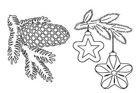 Елочные Игрушки − трафарет 21