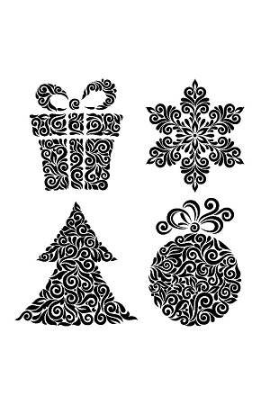 Елочные Игрушки − трафарет 7